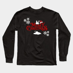Merry Christmas Snowflakes Santa Hat Design Long Sleeve T-Shirt